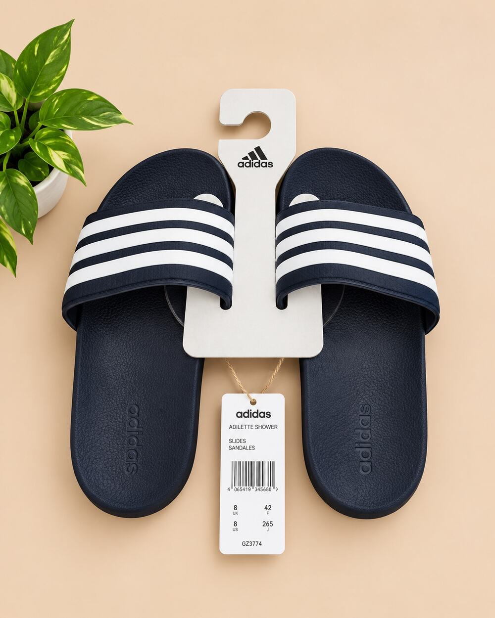 NWT adidas Adeletti Comfort Slide Sandals Black White Men’s 5 / Women’s 6